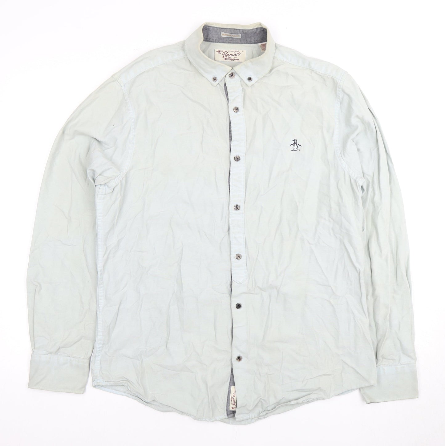Penguin Men's White Cotton Long Sleeve Shirt