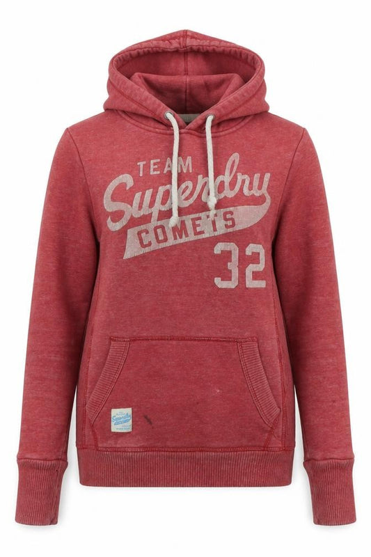Womens UK XS Regular Superdry Red Pullover Hoodie