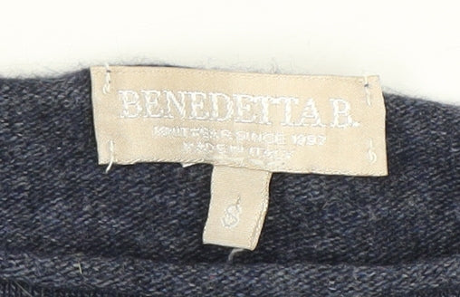 Benedetta B. Women's Blue Pullover Jumper, Size S, Merino Blend, Casual Elegance
