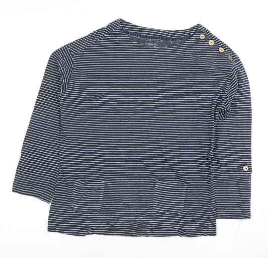White Stuff Women's Blue Striped Jersey Top Size 10