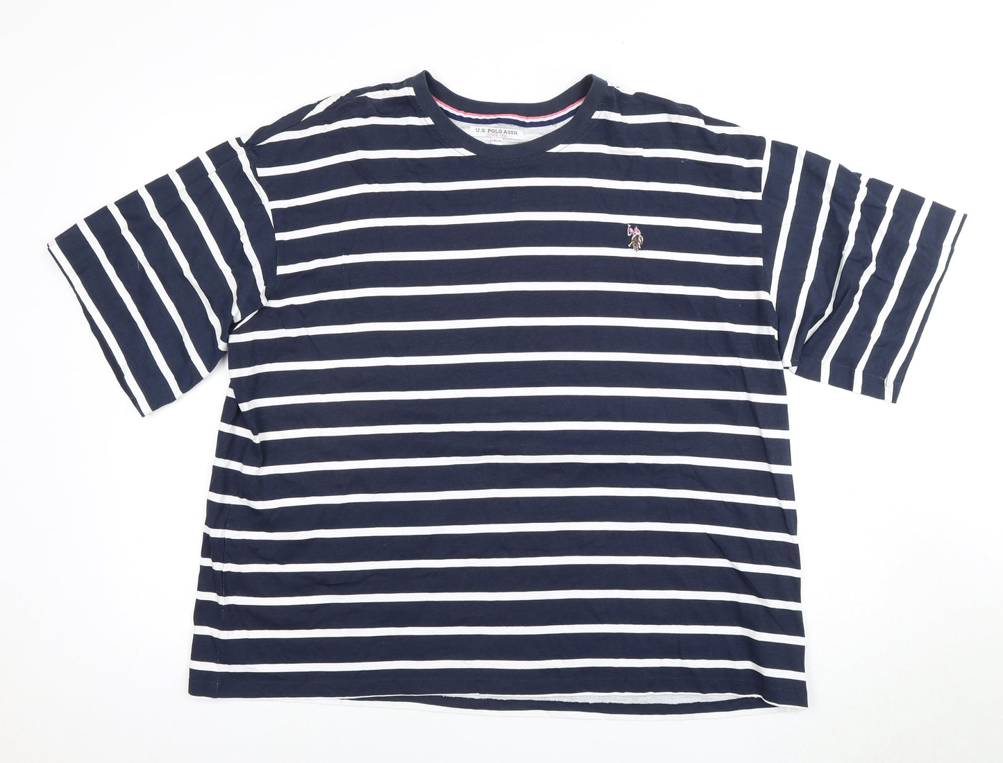 U.S. Polo Assn. Unisex Blue Striped T-Shirt Size 20 Cotton