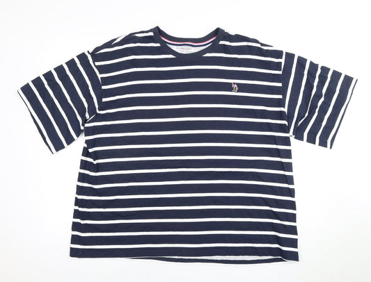 U.S. Polo Assn. Unisex Blue Striped T-Shirt Size 20 Cotton