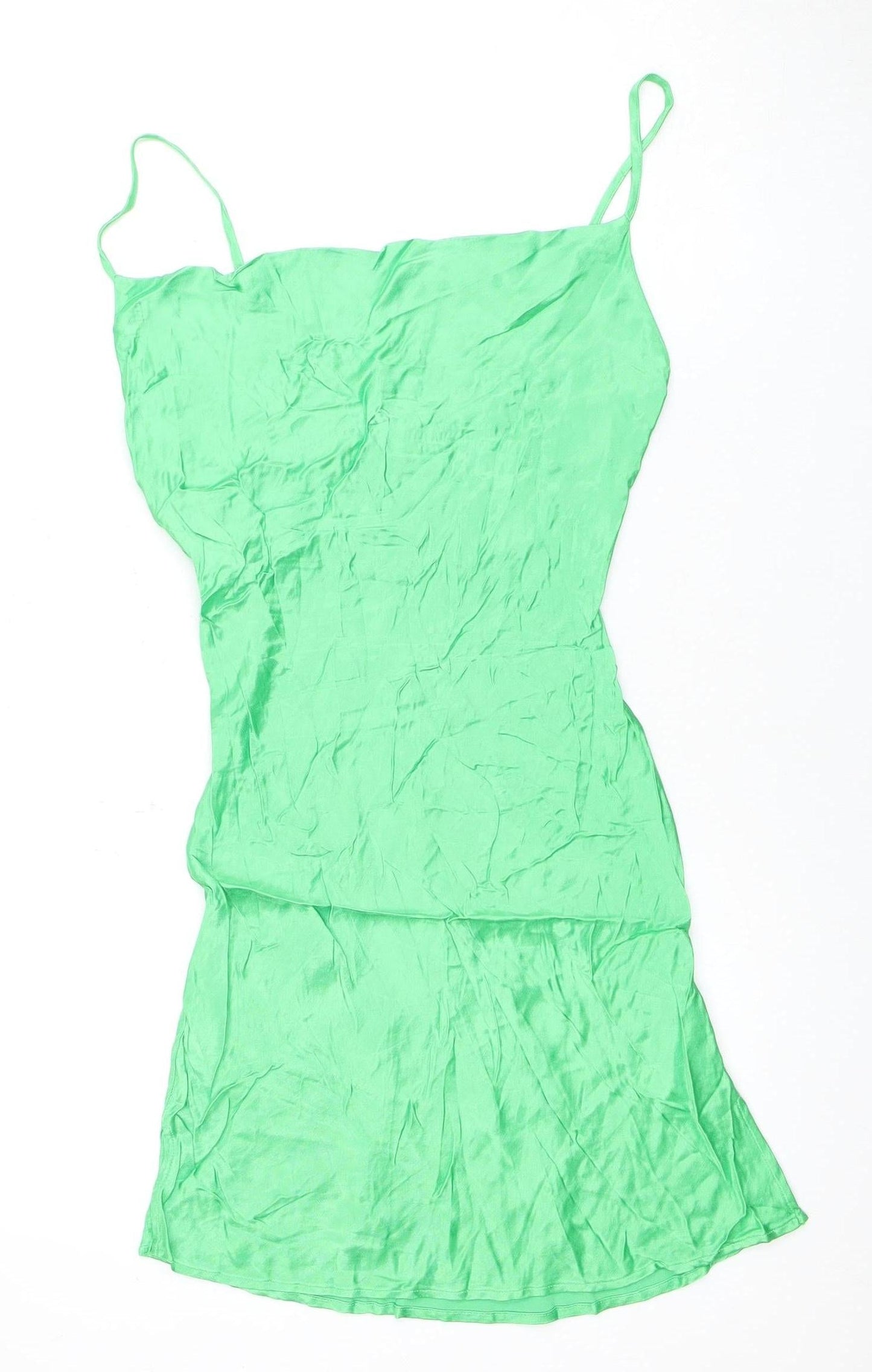 Bershka Women's Green Slip Dress - S, Casual Spring/Summer