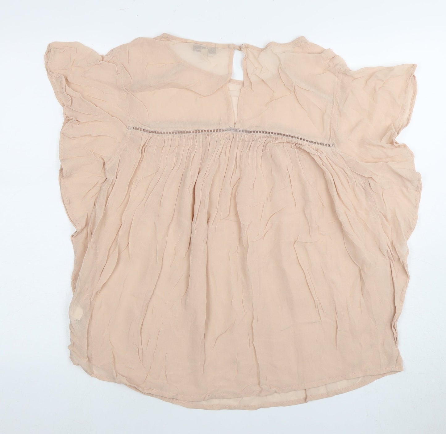 Next Women's Beige Blouse UK Size 14 Flutter Sleeve