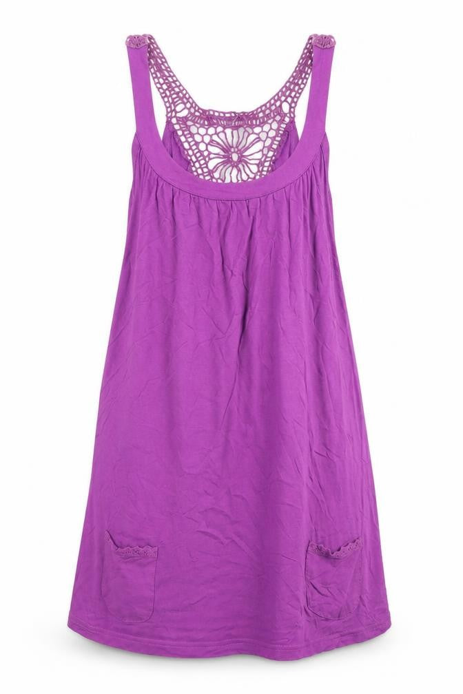 Etam Women's Purple Tank Top Size 12 with Crochet Detail