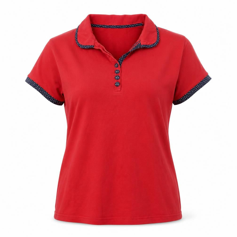 Womens UK Size XL EWM Red 100% Cotton Polo