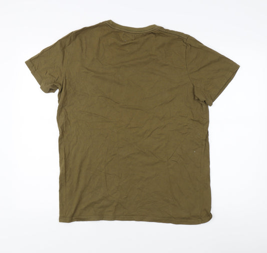 Brosh Men's XL Green Cotton T-Shirt, Crew Neck