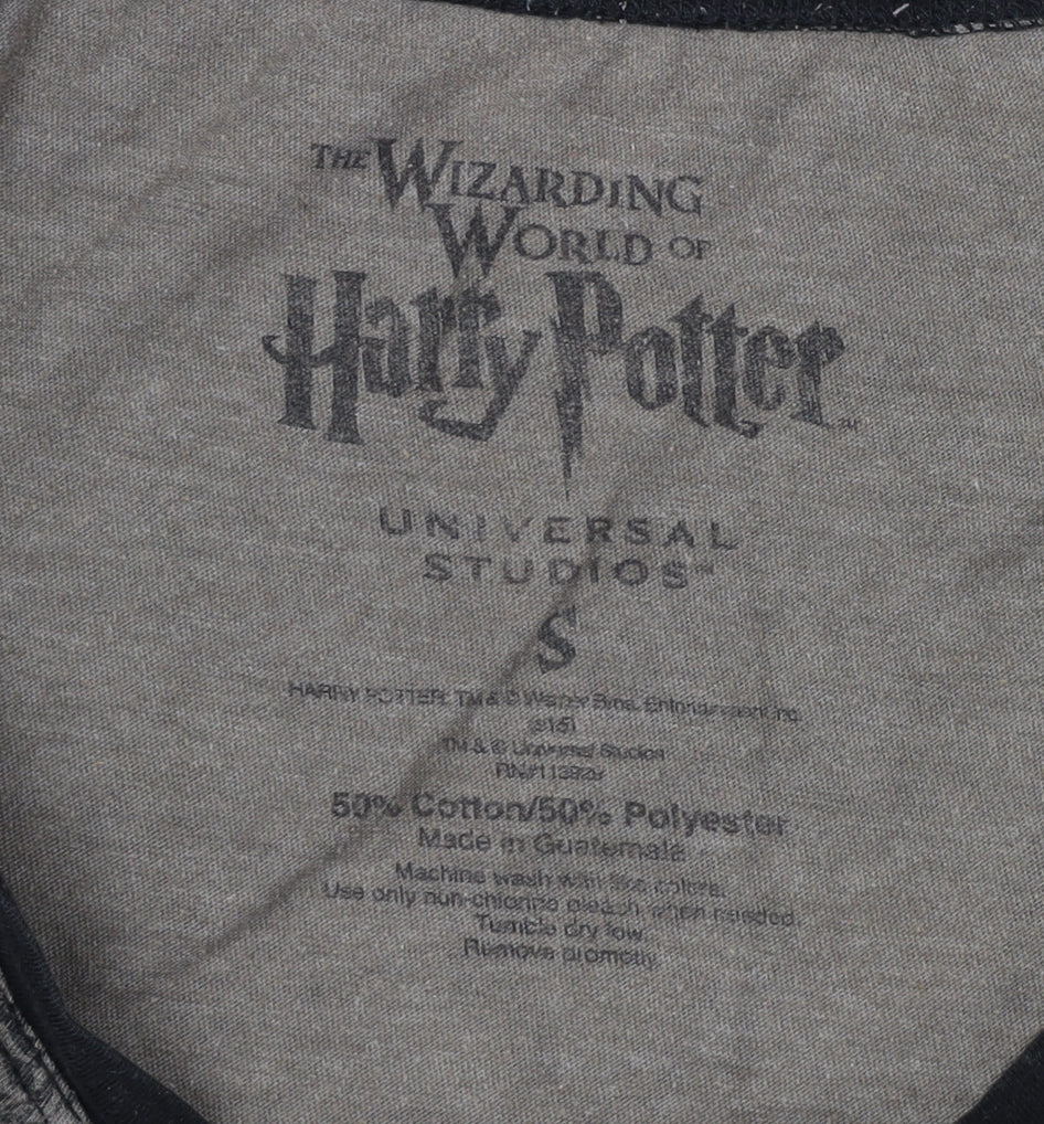 Harry Potter Unisex Grey Ringer S T-Shirt 3/4 Sleeve