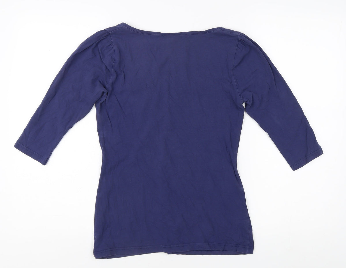 Warehouse Women's Blue V-Neck 3/4 Sleeve Top Size 12