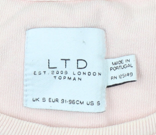 Unisex Adultss UK Size S Topman Pink Cotton T-Shirt