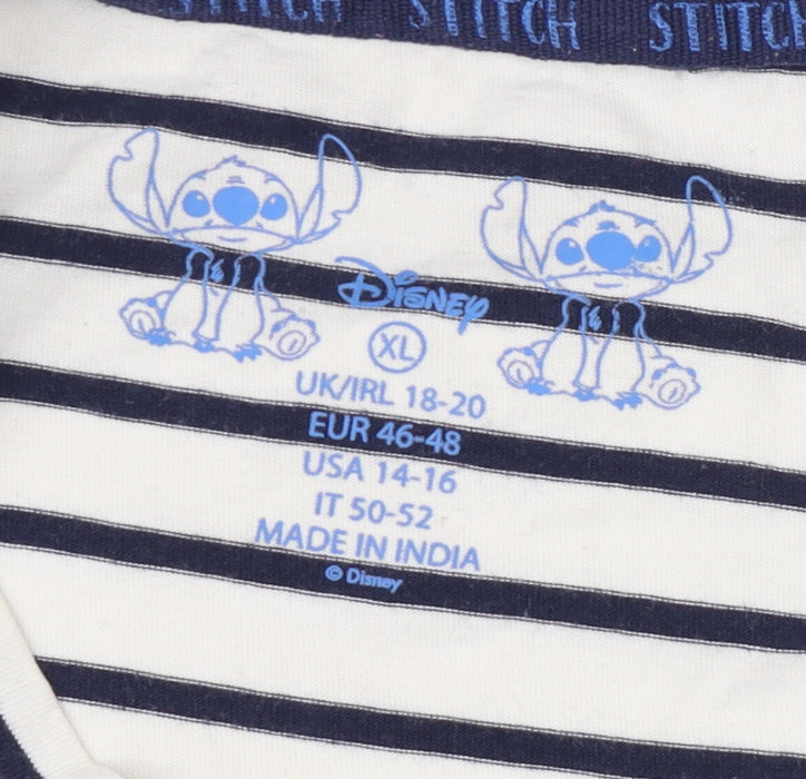 Disney Women's Multicoloured Striped T-Shirt XL