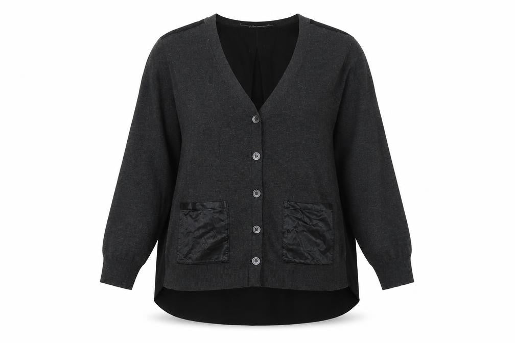 Womens UK S Regular Karen Millen Grey Cardigan Tight-Knit