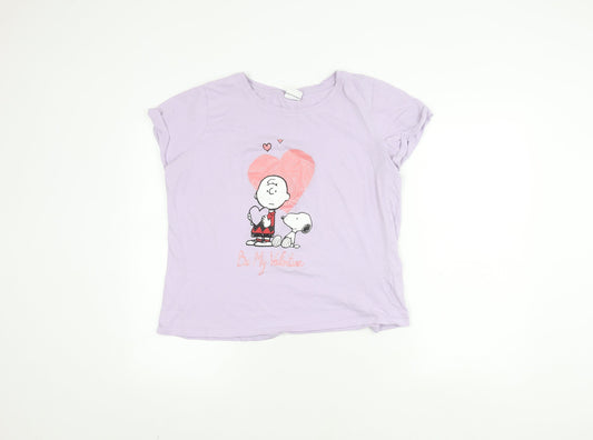 Peanuts Women's Purple T-Shirt Size 12 Casual