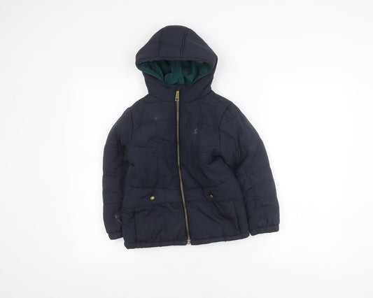 Joules Boys Blue Puffer Jacket 6 Years Hooded Winter Warm