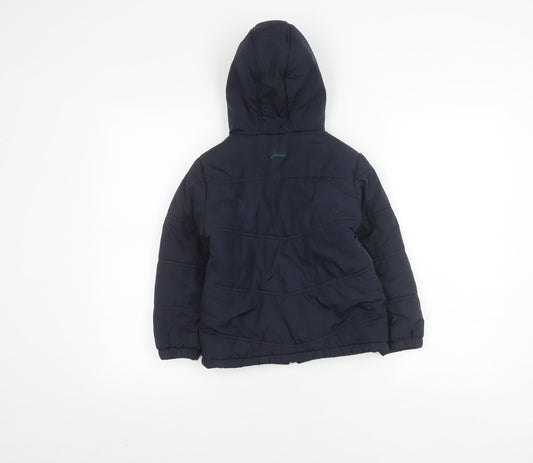Joules Boys Blue Puffer Jacket 6 Years Hooded Winter Warm