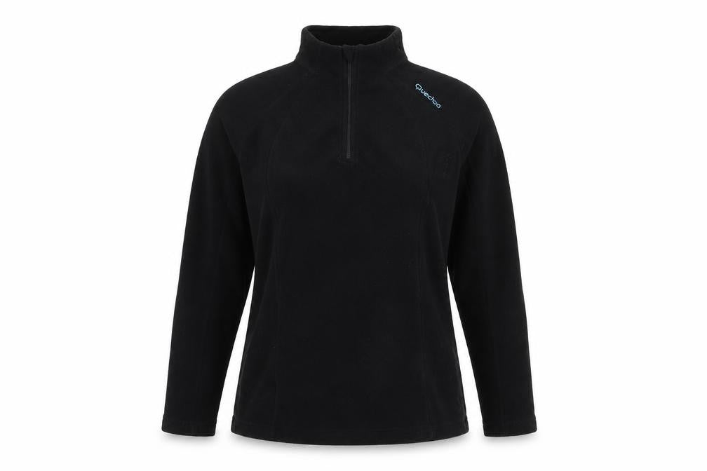 Quechua Womens Black Fleece Pullover, Size 12