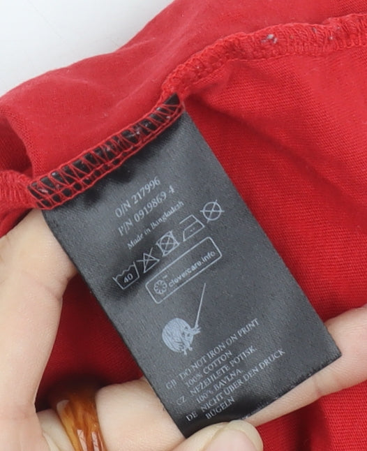 Monki Women's Red Cropped T-Shirt, Crew Neck, Size M