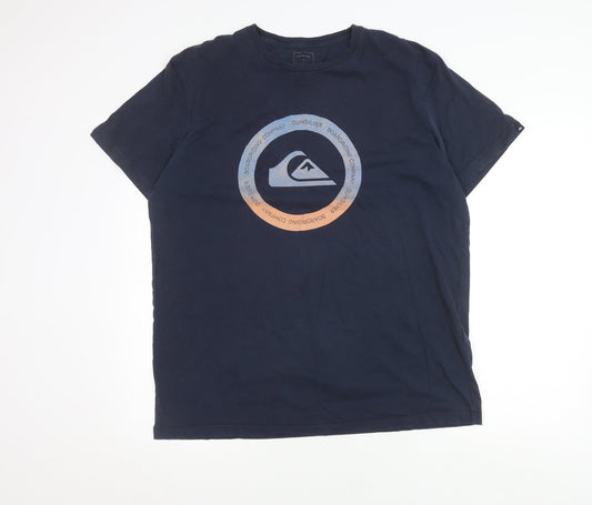 Quiksilver Men's Blue Graphic Print T-Shirt, Size S