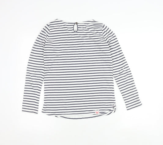 FatFace Girls Multicoloured Striped T-Shirt, 12-13 Years, Embroidered