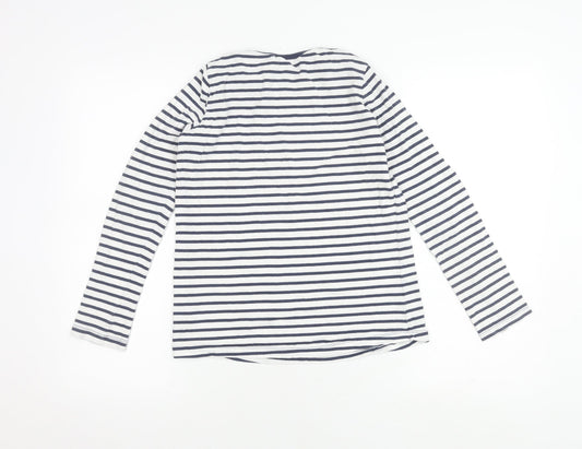 FatFace Girls Blue White Striped Long Sleeve T-Shirt, Size 12-13