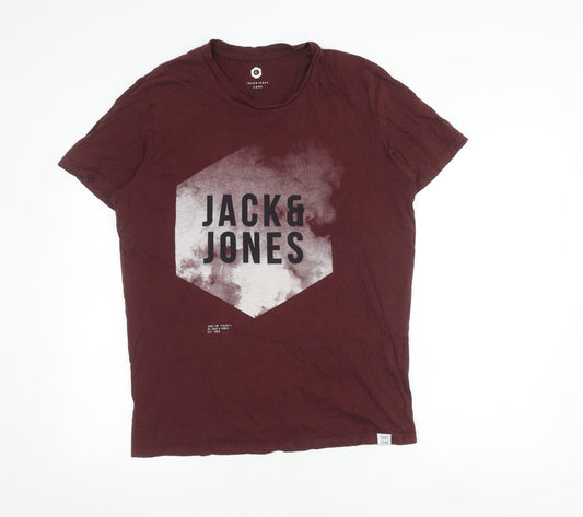 Jack & Jones Men's Red Graphic Print T-Shirt, Size L