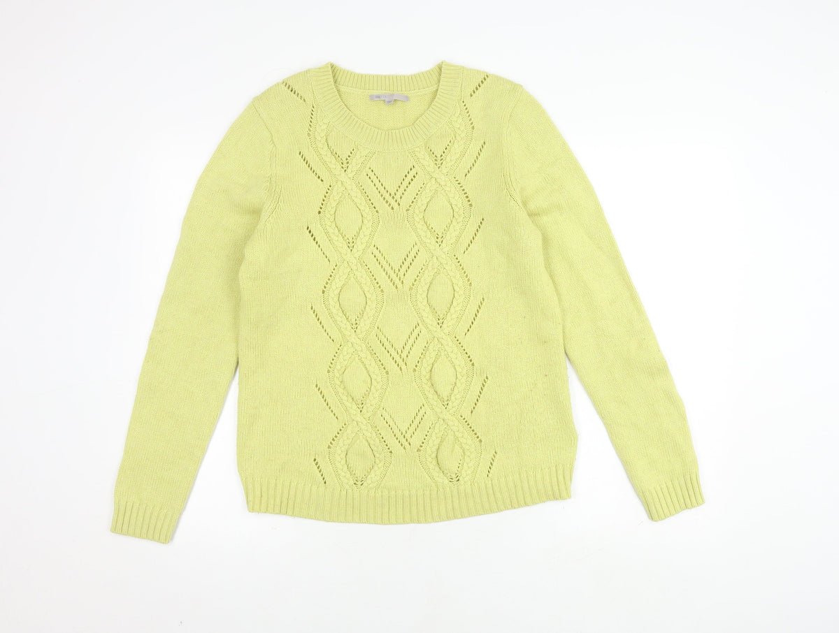 Gap Women's Green Cable-Knit Jumper, Size L, Crew Neck