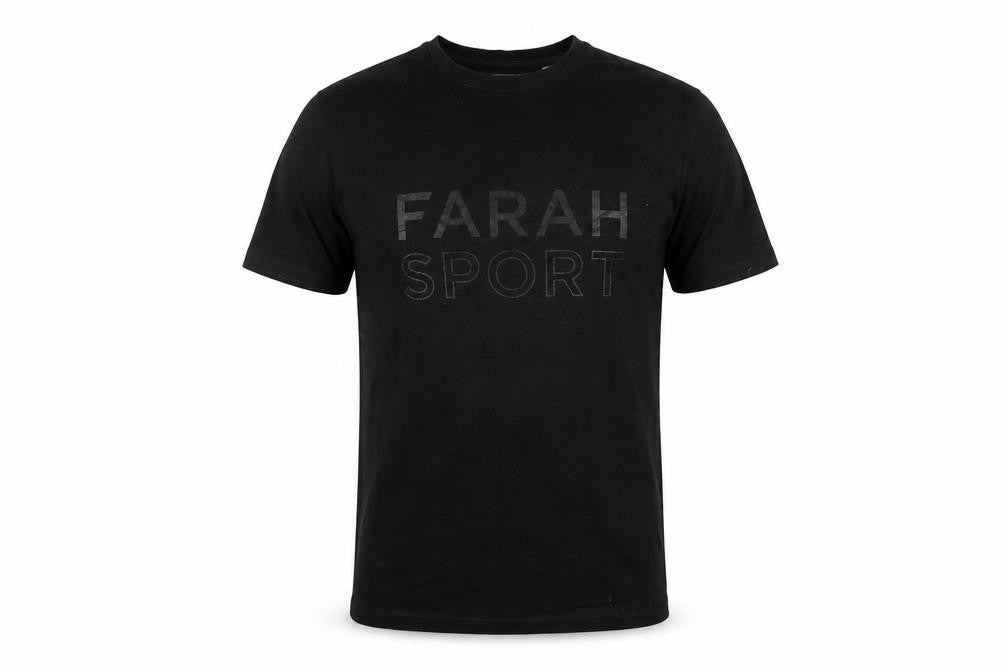 Farah Sport Men's Black Large T-Shirt, Crew Neck, Cotton