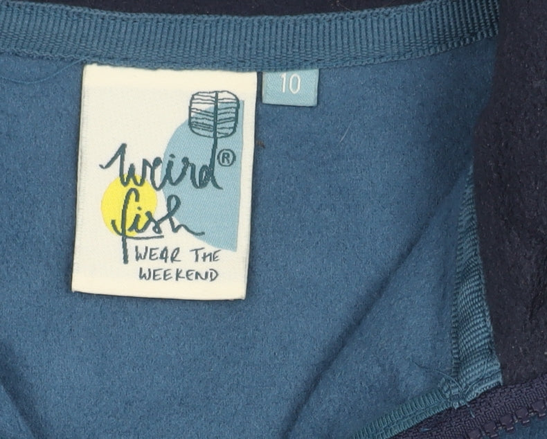 Weird Fish Women’s Blue Fleece Zip Sweatshirt, Size 10