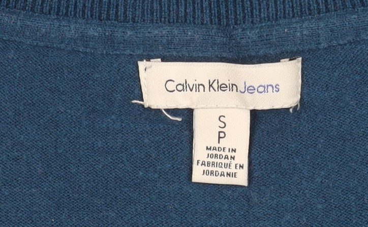 Calvin Klein Women's Blue Pullover Jumper, Size S, Logo Knit