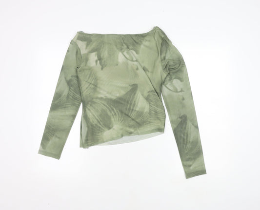 Pull&Bear Women's Green Mesh Blouse, Size M