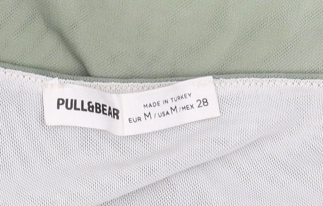 Pull&Bear Women's Green Mesh Blouse, Size M