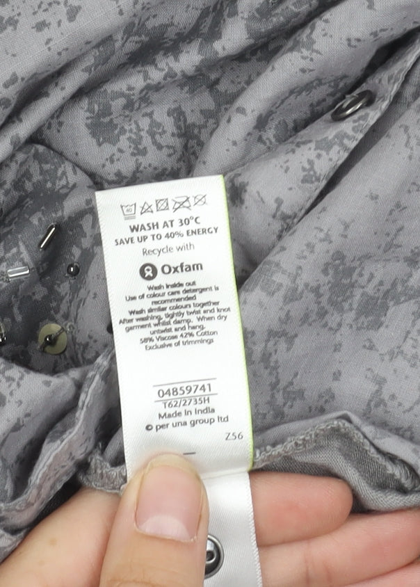 Marks and Spencer Women's Grey Button-Up Top Size 14