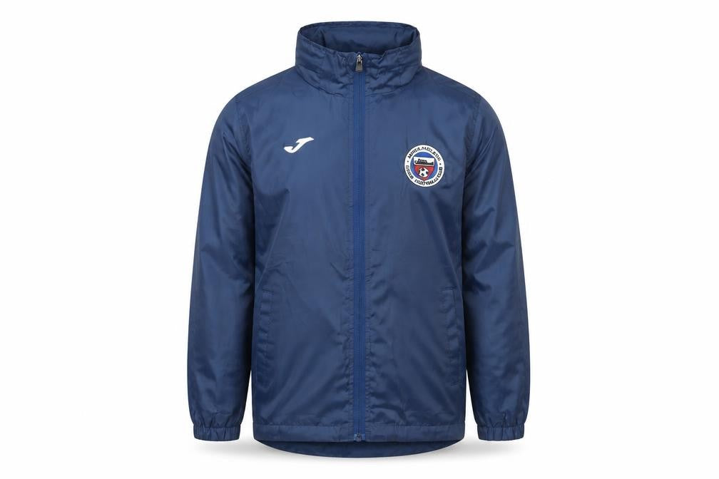 Front view of Joma boys’ blue polyester jacket 2xs casual full zip