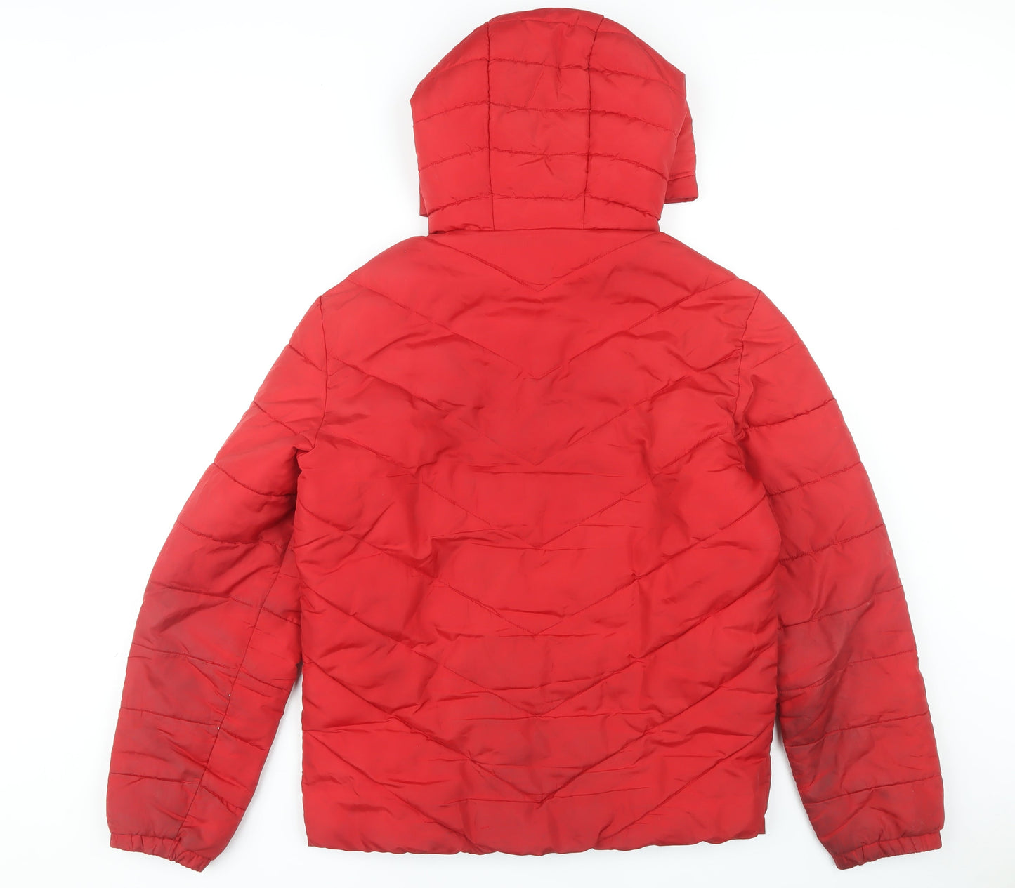 Guess Men's Red Puffer Jacket M Hooded Casual