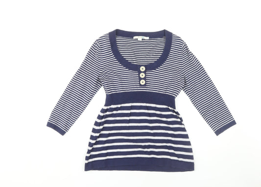 Boden Women's Blue Striped Knit T-Shirt Size 2