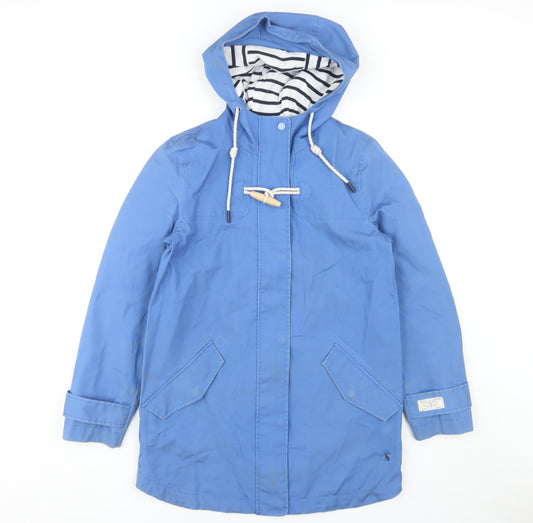 Joules Women's Blue Waterproof Hooded Raincoat Size 8