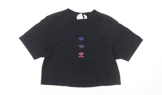 Adidas Women's Black Cropped T-Shirt Size 6