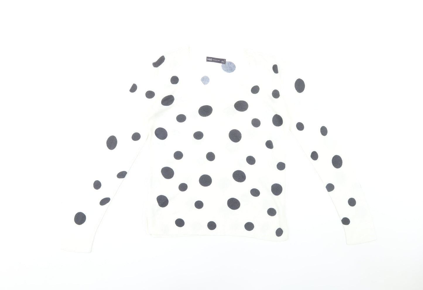 Marks & Spencer Women's White Polka Dot Pullover Jumper
