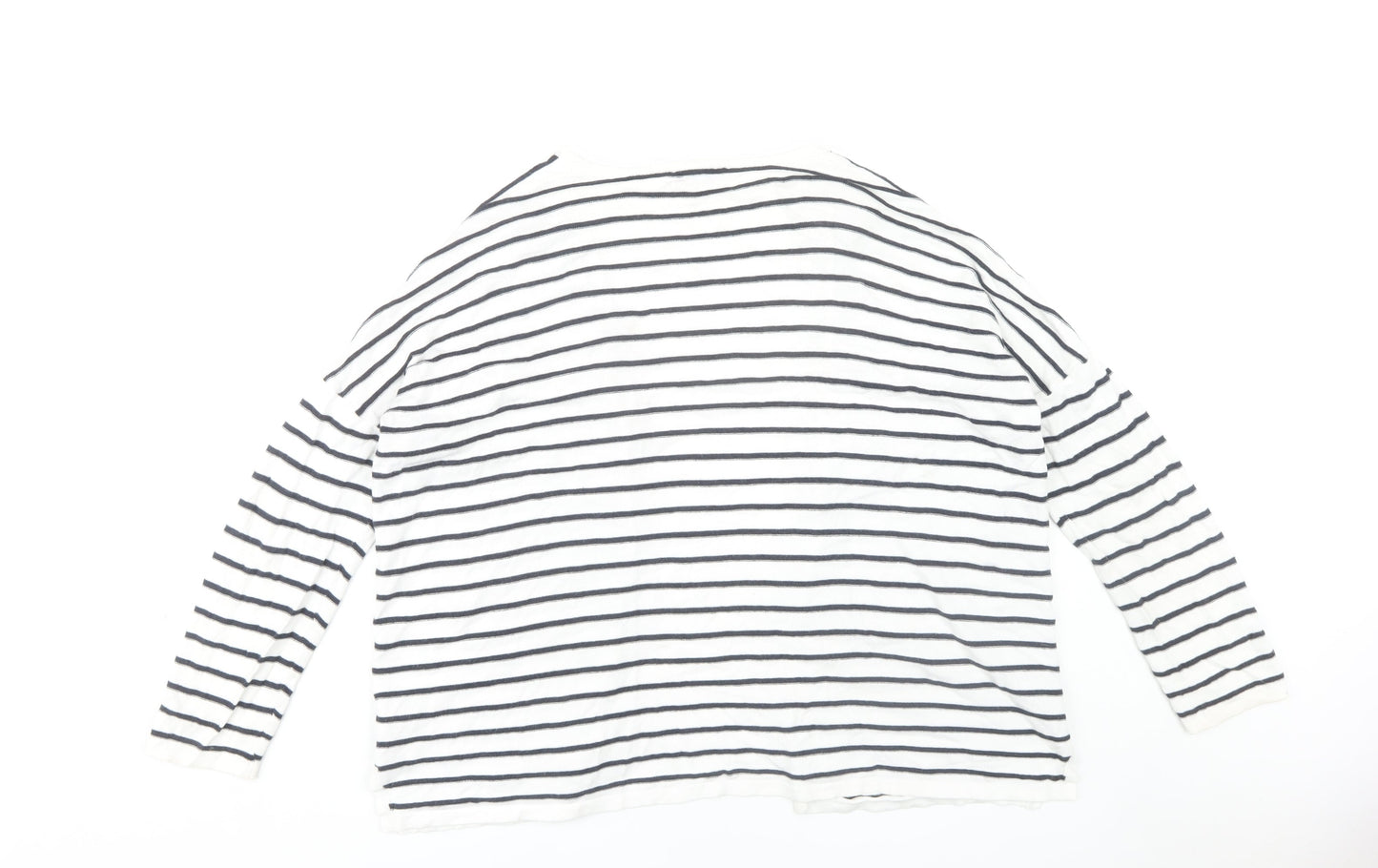 Warehouse Women’s White Striped Open Front Cardigan, Size 12