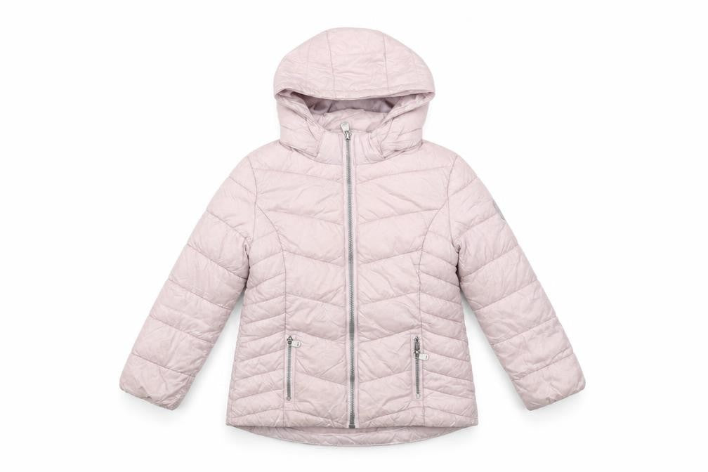 Front view of Everlast girls’ pink hooded puffer jacket 4-5 years