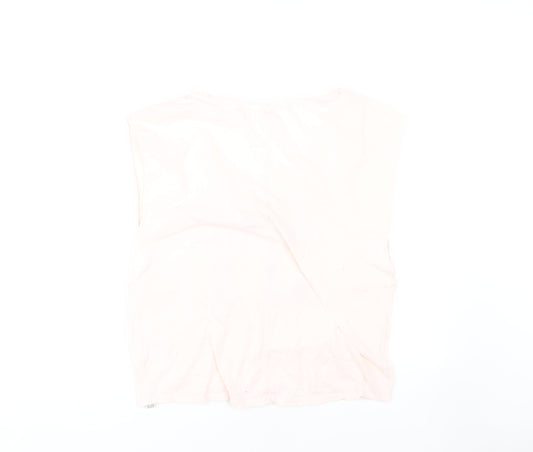 O'Neill Women's Pink Graphic T-Shirt V-Neck Size L