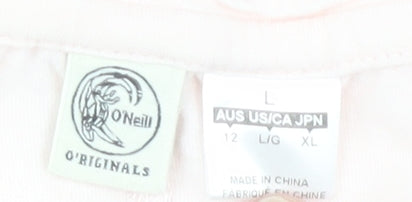 O'Neill Women's Pink Graphic T-Shirt V-Neck Size L