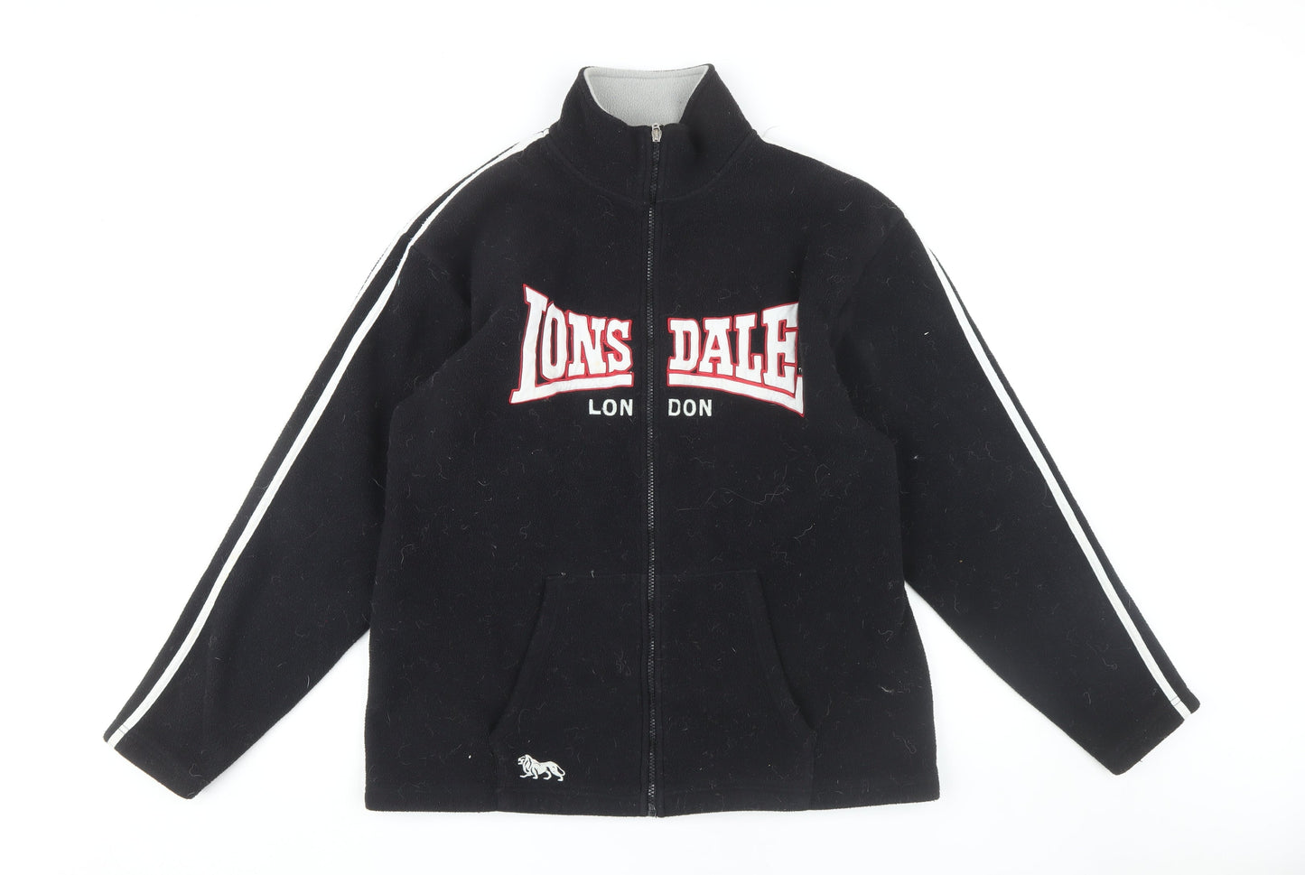 Lonsdale Unisex Black Fleece Jacket L Winter Casual
