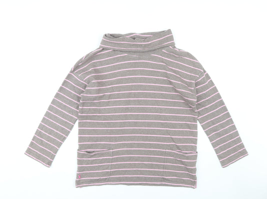 Joules Women's Grey Pink Striped Jumper Size 14