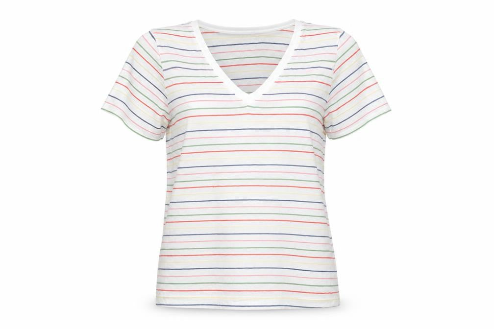 Marks and Spencer Women's Multicoloured Striped T-Shirt Size 8