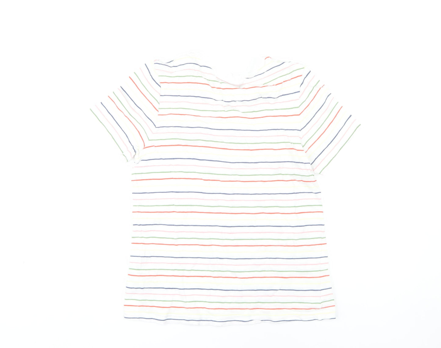 Marks and Spencer Women's Multicoloured Striped T-Shirt Size 8