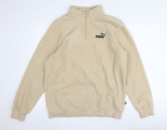 Puma Men's Beige Pullover Fleece L Size Sweatshirt
