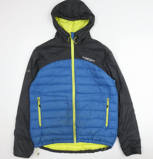 TOG24 Men's Blue Puffer Jacket, M, Hooded Casual Outwear