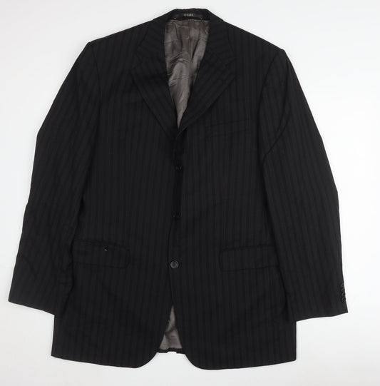 Féraud Men's Black Wool Striped Blazer Size 42