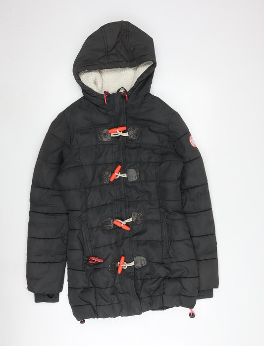 Superdry Women's Black Puffer Jacket, XS, Hooded, Winter